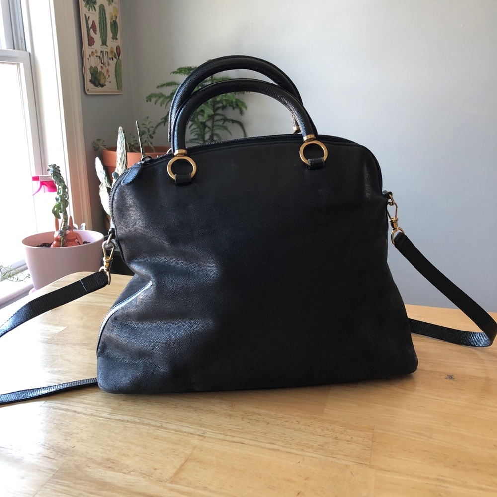 Black Leather GoldPfeil Handbag made in Germany